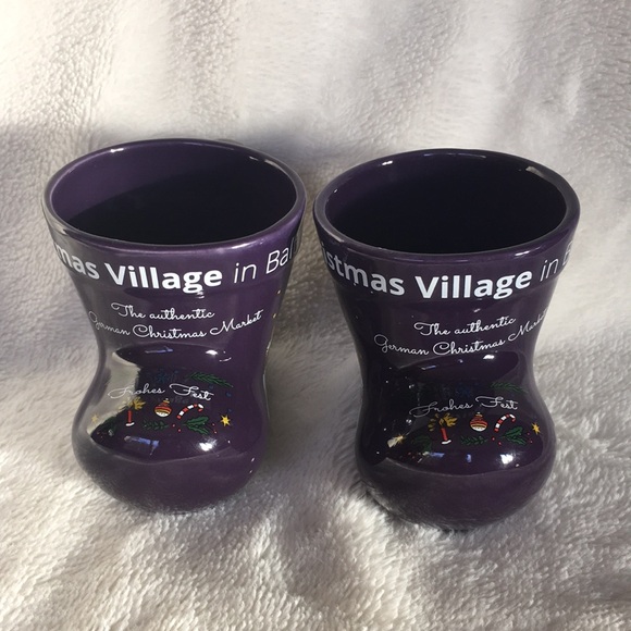 2 Christmas Village In Baltimore German Gluehwein Market Purple Boot Mugs READ - Picture 11 of 16
